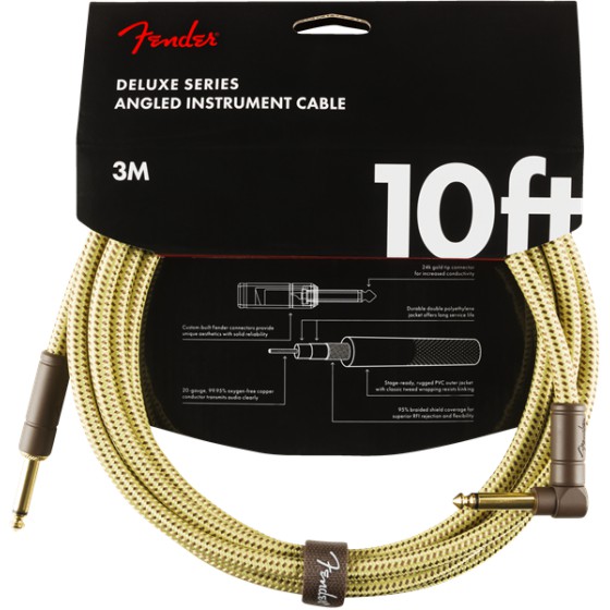 Fender Deluxe Series Cable Instrumento 3m acodado Tweed