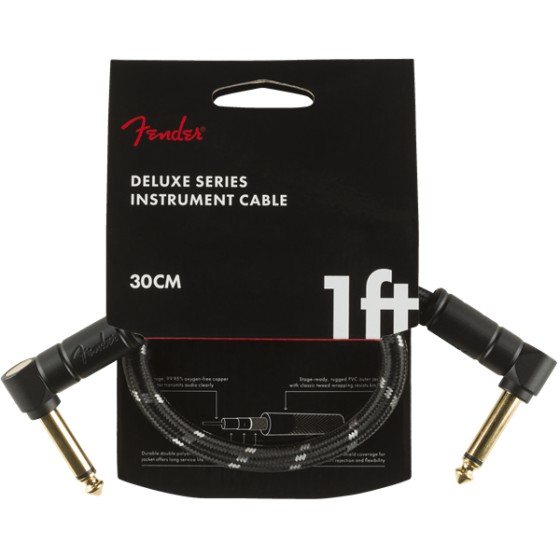 Fender Deluxe Series Cable Instrumento Latiguillo 30cm acodado Black Tweed