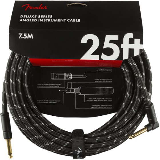 Fender Deluxe Series Cable Instrumento 7.5m acodado Black Tweed