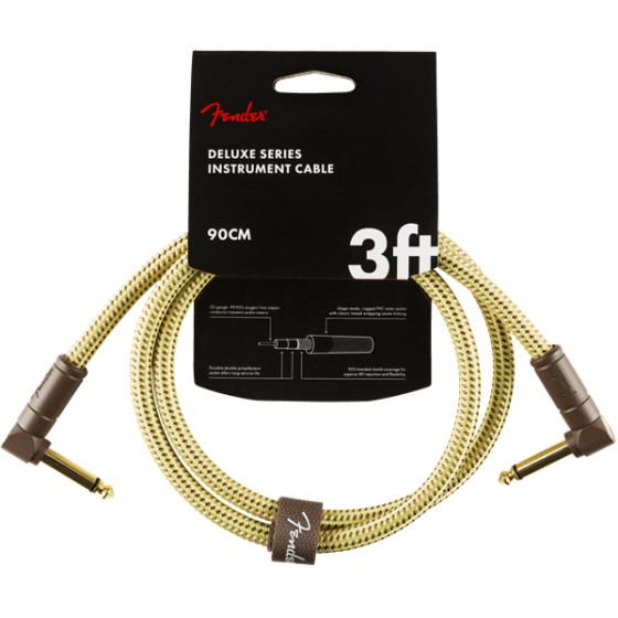 Fender Deluxe Series Cable Instrumento Latiguillo 90cm acodado Tweed