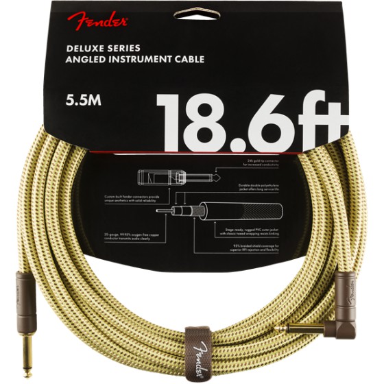 Fender Deluxe Series Cable Instrumento 5.5m acodado Tweed