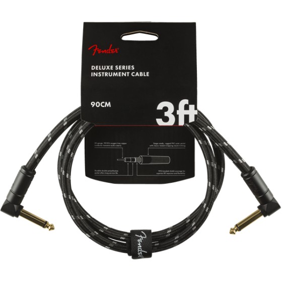 Fender Deluxe Series Cable Instrumento Latiguillo 90cm acodado Black Tweed