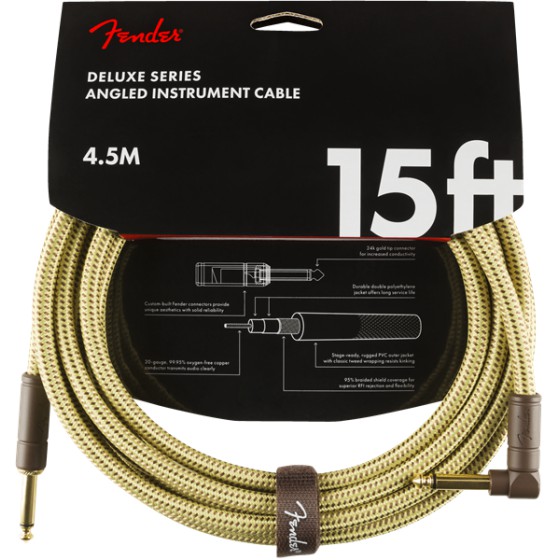 Fender Deluxe Series Cable Instrumento 4,5m acodado Tweed