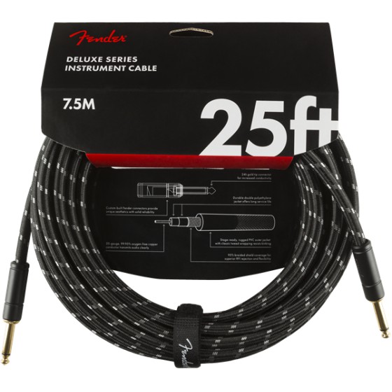 Fender Deluxe Series Cable Instrumento 7,6m Black Tweed