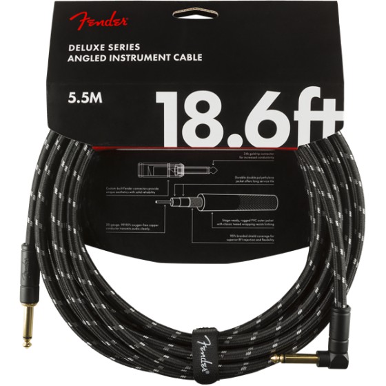 Fender Deluxe Series Cable Instrumento acodado 5,5m Black Tweed