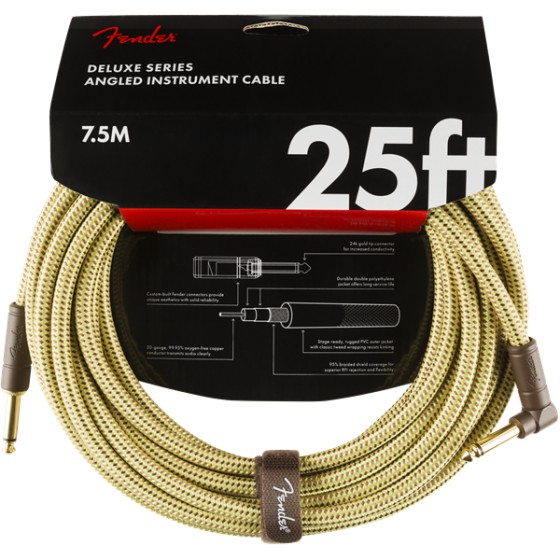 Fender Deluxe Series Cable Instrumento 7,6m acodado Tweed