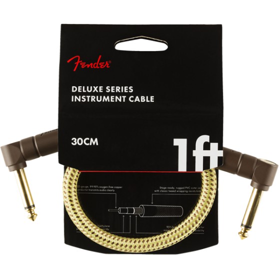 Fender Deluxe Series Cable Instrumento Latiguillo 30cm acodado Tweed
