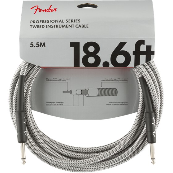 Fender Professional Series Cable Instrumento 5,5m White Tweed