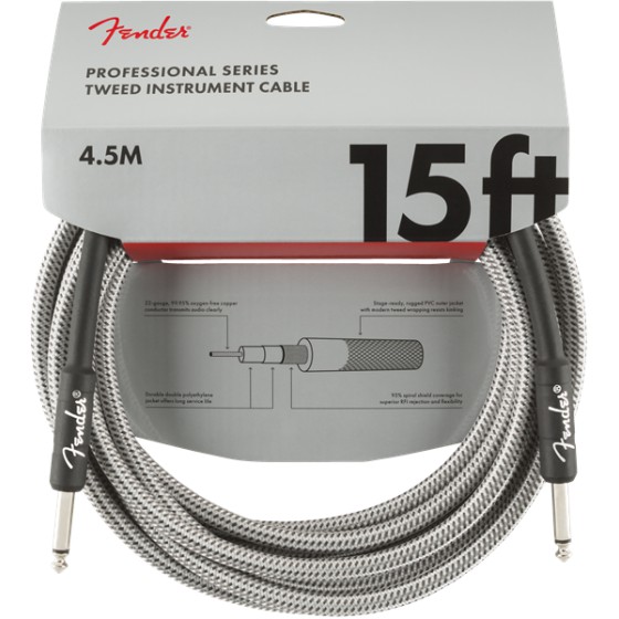 Fender Professional Series Cable Instrumento 4,5m White Tweed