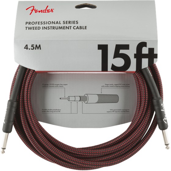 Fender Professional Series Cable Instrumento 4,5m Red Tweed