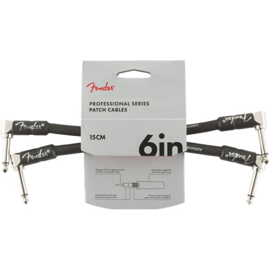 Fender Professional Series Cable Instrumento Pack 2 Latiguillos 15cm Black