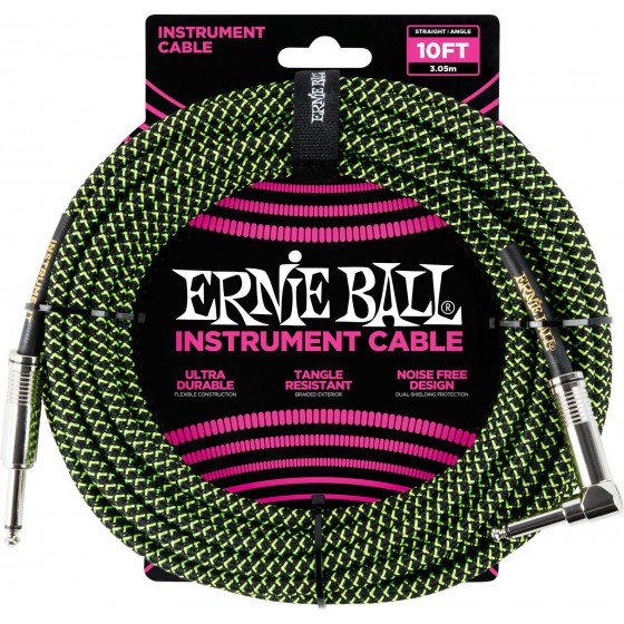 Ernie Ball Trenzado 3 m Negro/Verde