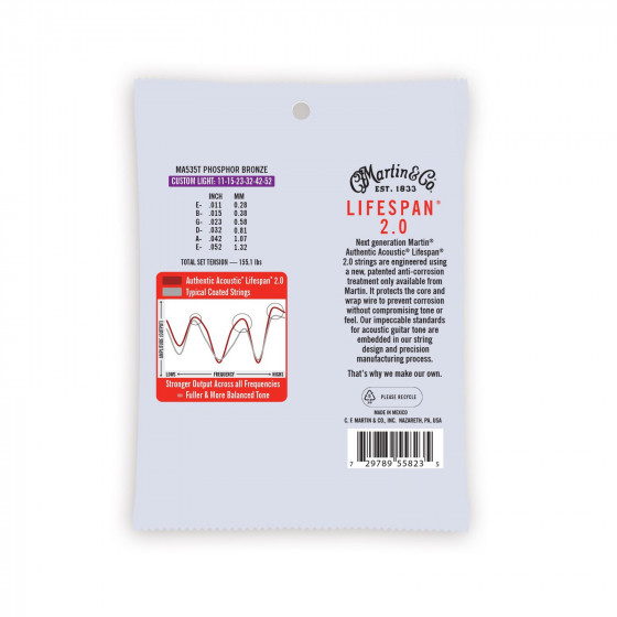 Martin MA535T Authentic Lifespan Phosphor Bronze 11-52