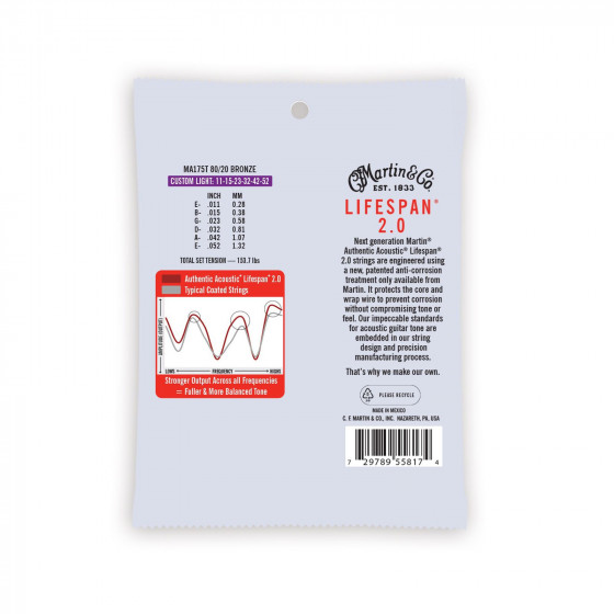 Martin MA140T Authentic Lifespan Bronze 12-54