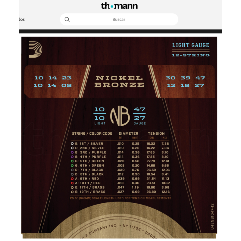 Daddario NB1047-12 Nickel Bronze
