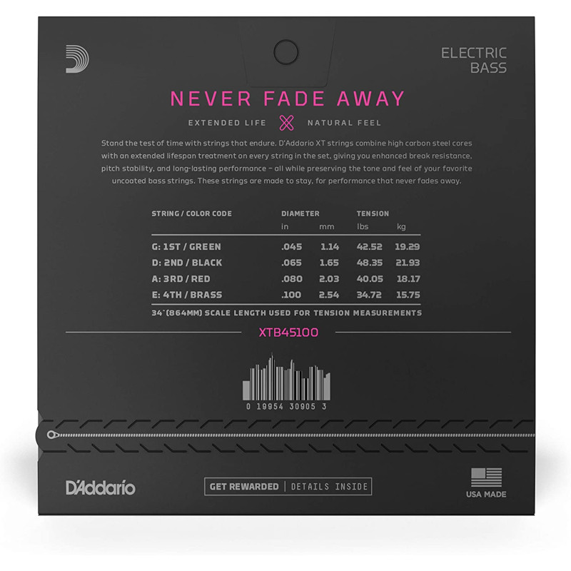 D’Addario XTB32130 XT Nickel-Plated Steel Strings 32-130