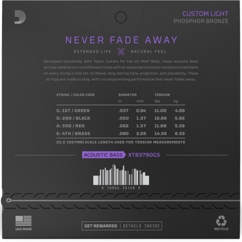 Daddario XTB3790GS Taylor GS Mini Bass 37-90