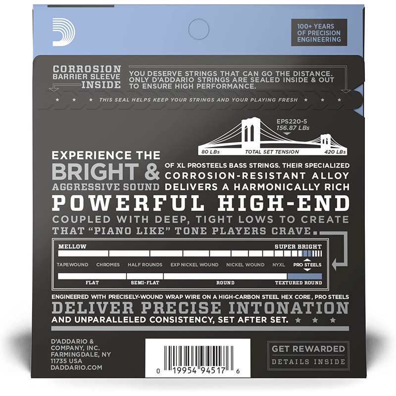 Daddario EPS220-5 Pro Steel 40-125