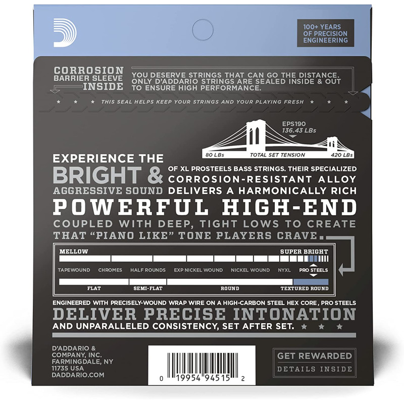 Daddario EPS190 Pro Steel 40-100