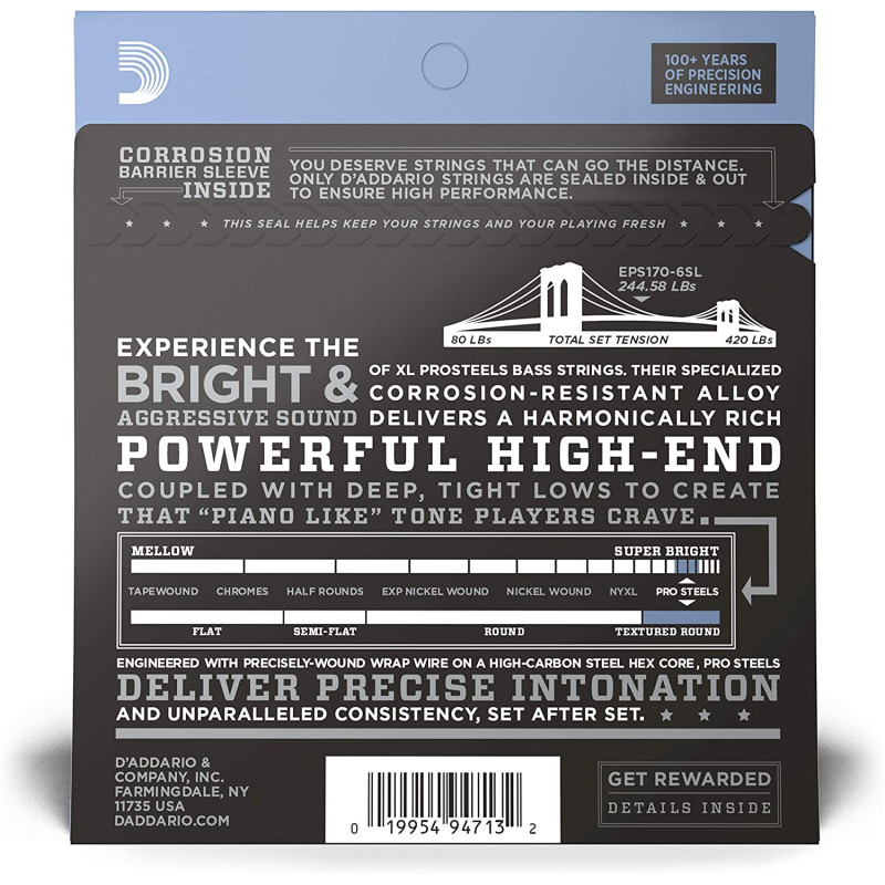 Daddario EPS170-6SL Pro Steel 30-130
