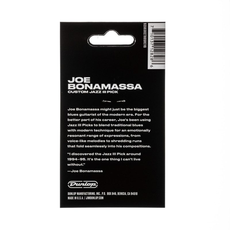 Dunlop Pack of 6 Joe Bonamassa Custom Jazz III Picks - Gold