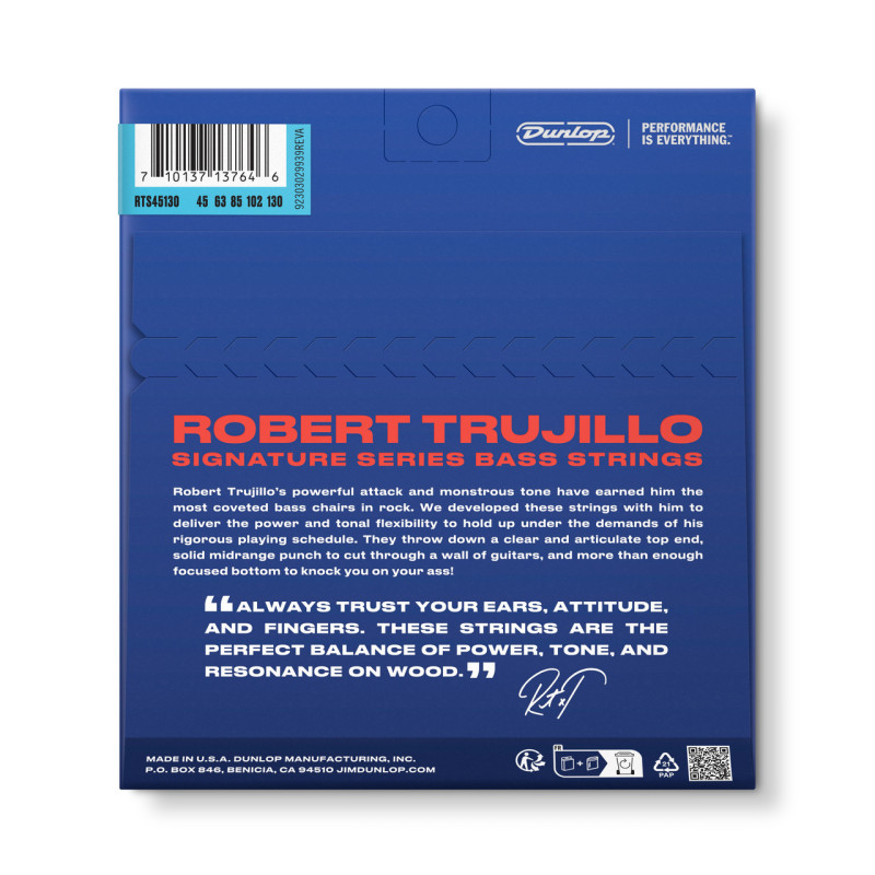 Dunlop Juego 45-130 Steel Robert Trujillo Signature