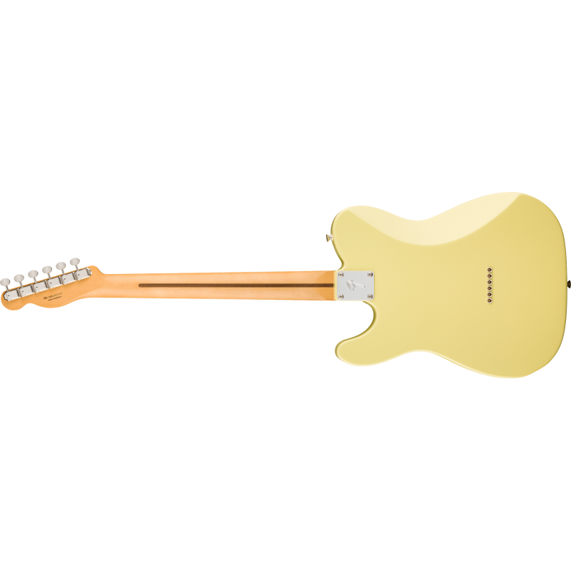 The Fender Player II Telecaster HH MN in Hialeah Yellow features a modern C-shaped neck profile for comfortable playability and