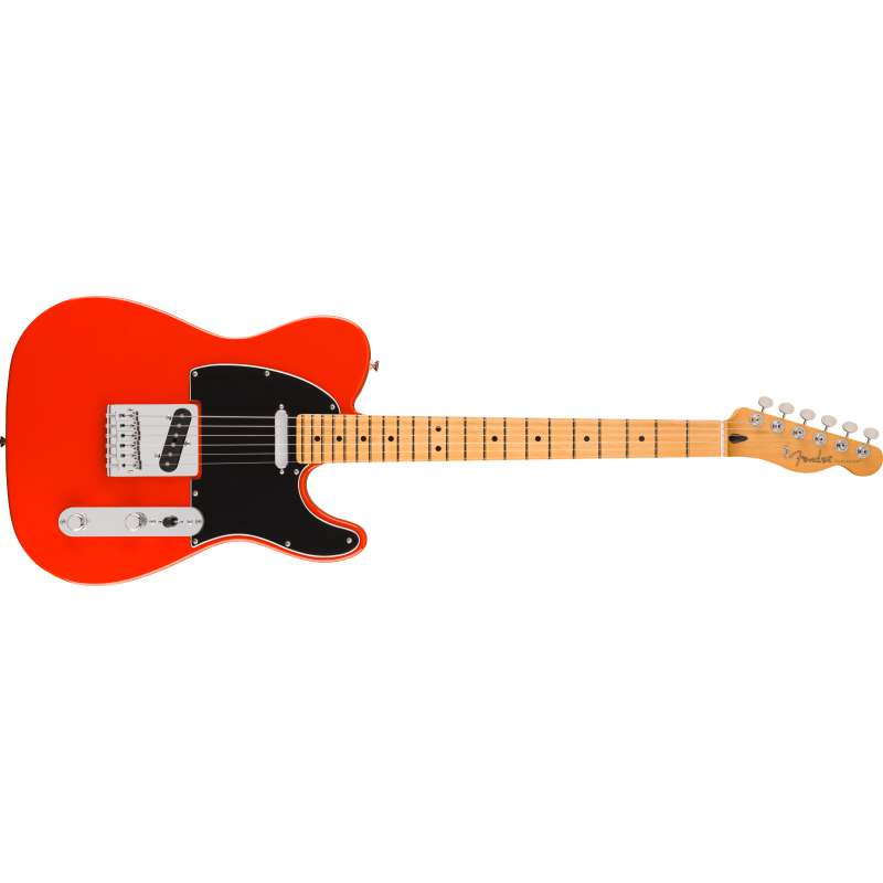 The Fender Player II Telecaster MN in Coral Red combines classic Telecaster design with modern features. With an alder body, map