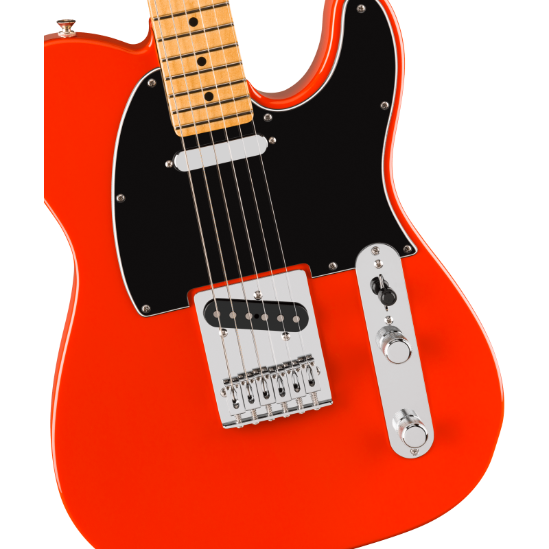 The Fender Player II Telecaster MN in Coral Red combines classic Telecaster design with modern features. With an alder body, map
