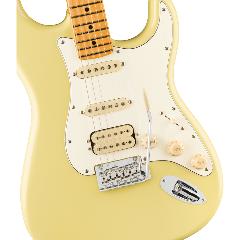 The Fender Player II Stratocaster HSS MN in Hialeah Yellow.