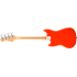 The Fender Player II Mustang Bass RW in Coral Red features a rosewood fingerboard and a vibrant red finish.