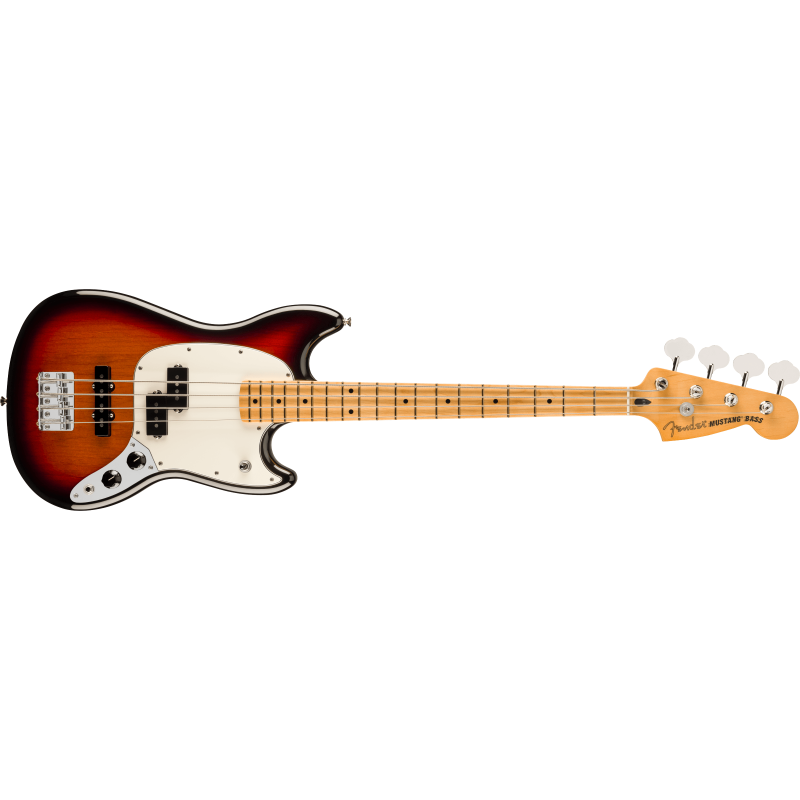 The Fender Player II Mustang Bass MN in 3 Color Sunburst.