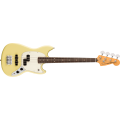 The Fender Player II Mustang Bass RW in Hialeah Yellow is a vibrant and stylish electric bass guitar.