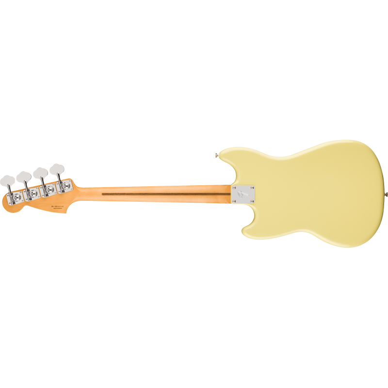 The Fender Player II Mustang Bass RW in Hialeah Yellow is a vibrant and stylish electric bass guitar.