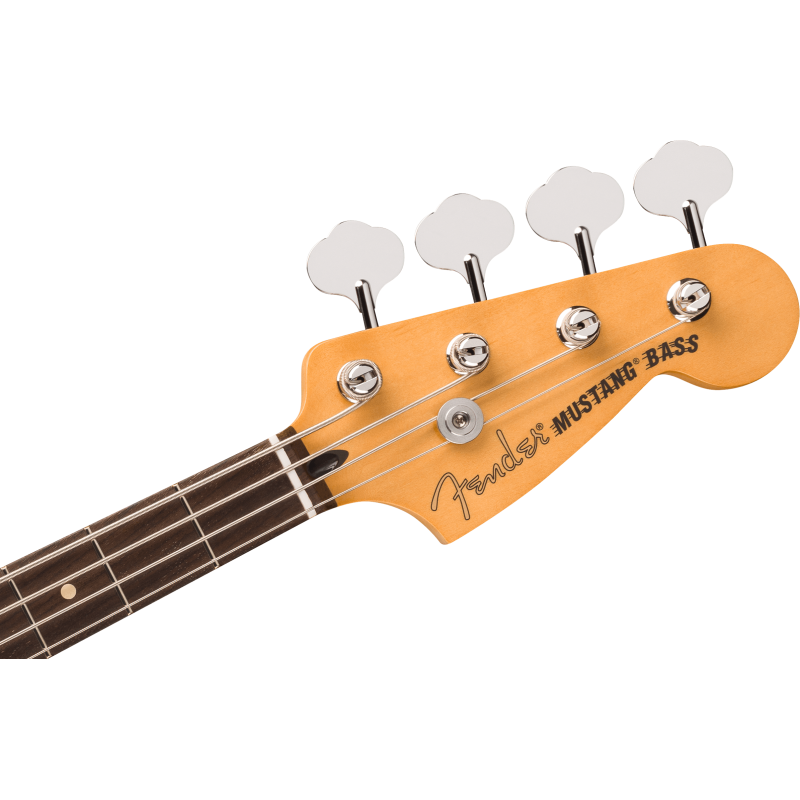 The Fender Player II Mustang Bass RW in Hialeah Yellow is a vibrant and stylish electric bass guitar.