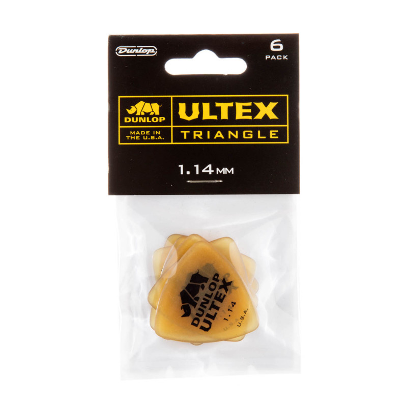 Dunlop Pack of 6 Ultex Triangle Amber 1.14mm