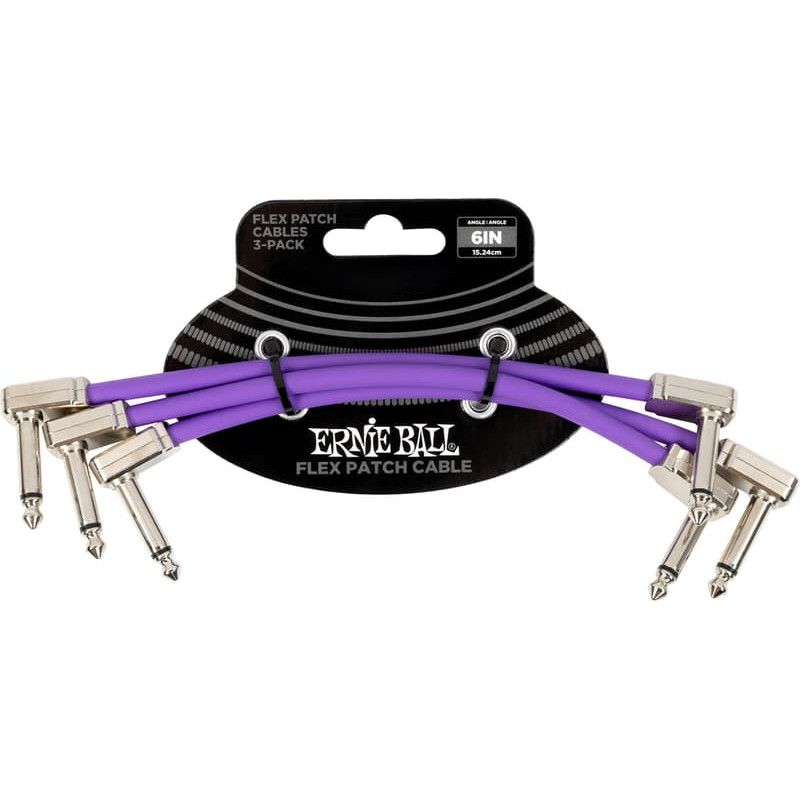 Ernie Ball Pack of 3 EEB 6452 Flex Patch Purple Patch Cables 15.24cm