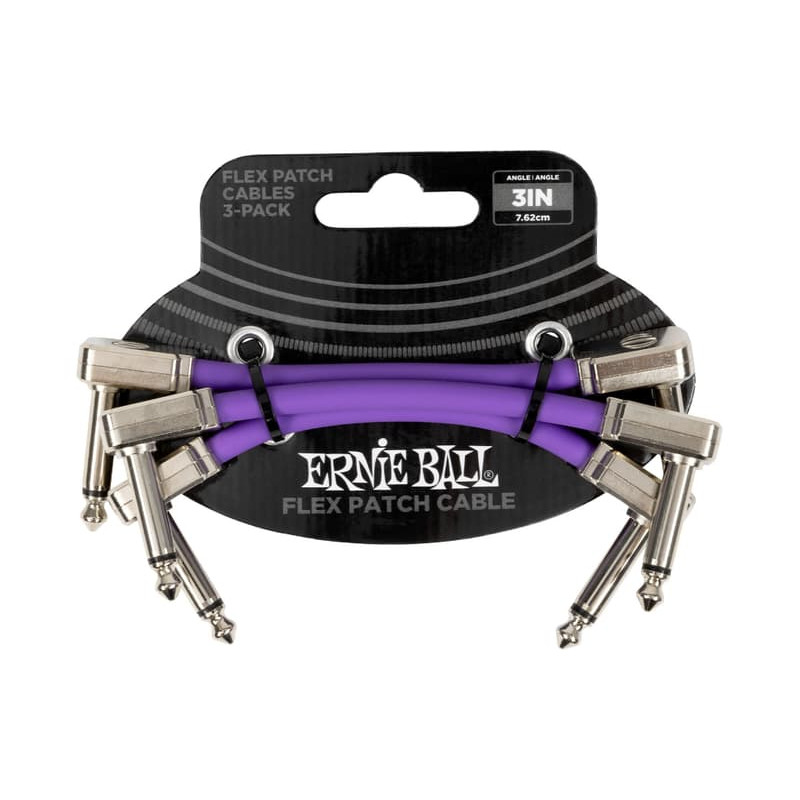 Ernie Ball Pack of 3 EEB 6451 Flex Patch Purple 7.6cm Patch Cables