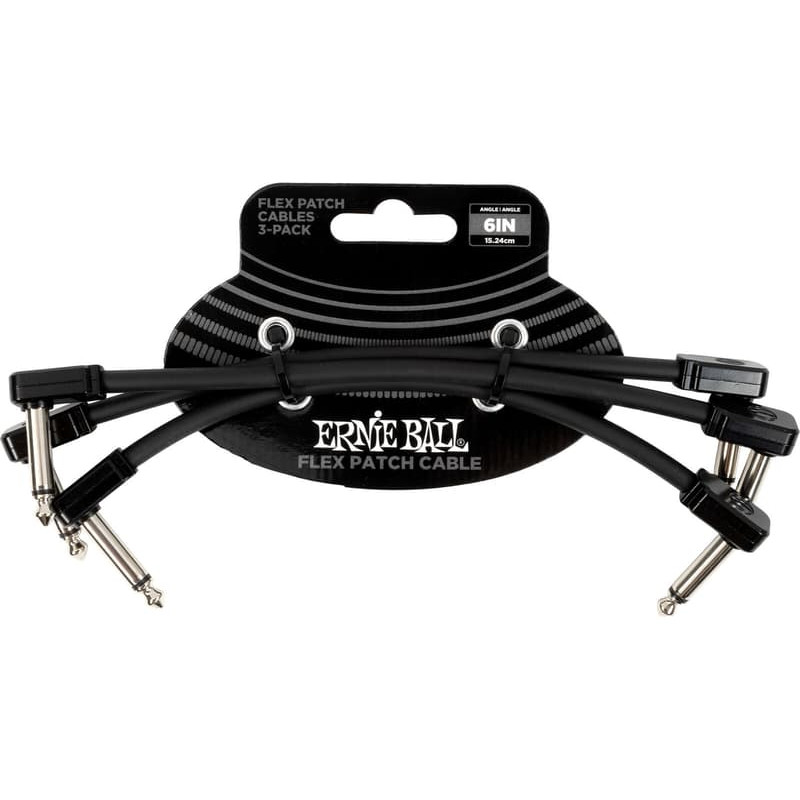 Ernie Ball Pack of 3 EEB 6444 Flex Patch Cables Black 15.24cm