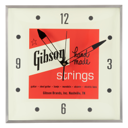 Gibson Vintage Lighted Wall Clock Handmade Strings Sign