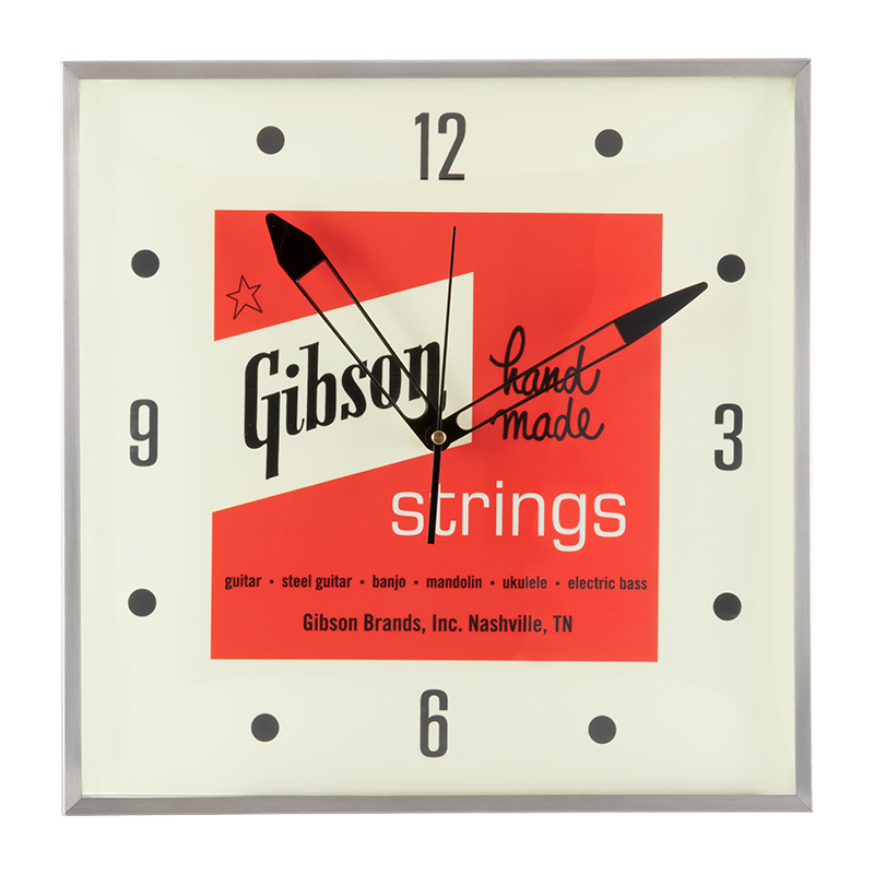 Gibson Vintage Lighted Wall Clock Handmade Strings Sign