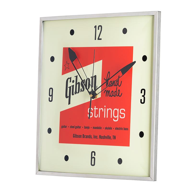 Gibson Vintage Lighted Wall Clock Handmade Strings Sign