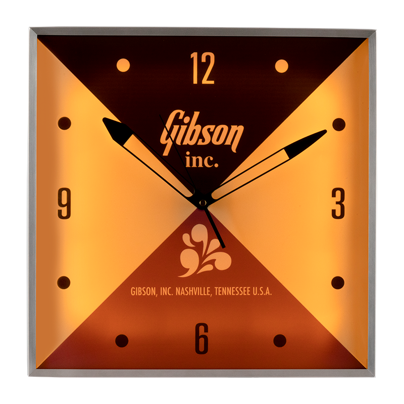 Gibson Vintage Lighted Wall Clock Gibson Inc. Sign