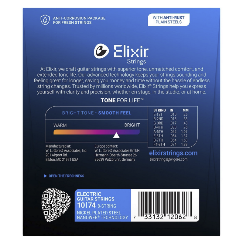 Elixir 12062 Nanoweb 10-74 8 Cuerdas