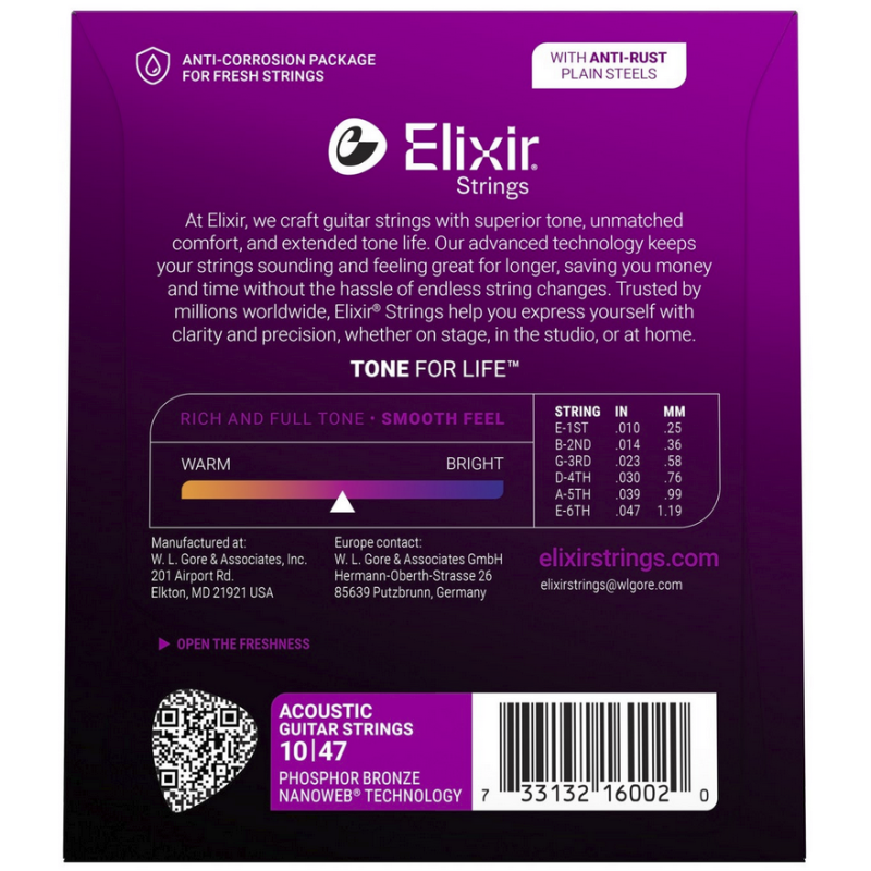 Elixir 16002 Phosphor Bronze 10-47 Acoustic