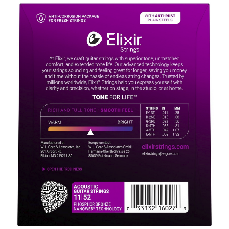 Elixir 16027 Phosphor Bronze 11-52 Acustica