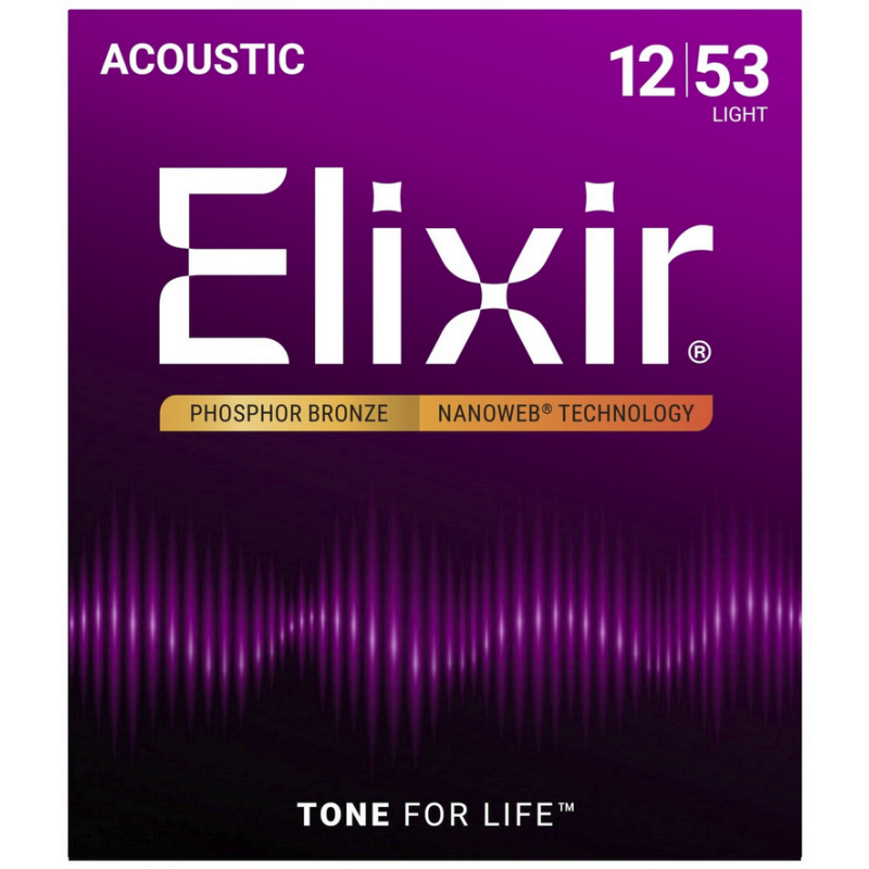 Elixir 16052 Phosphor Bronze 12-53 Acoustic Guitar Strings