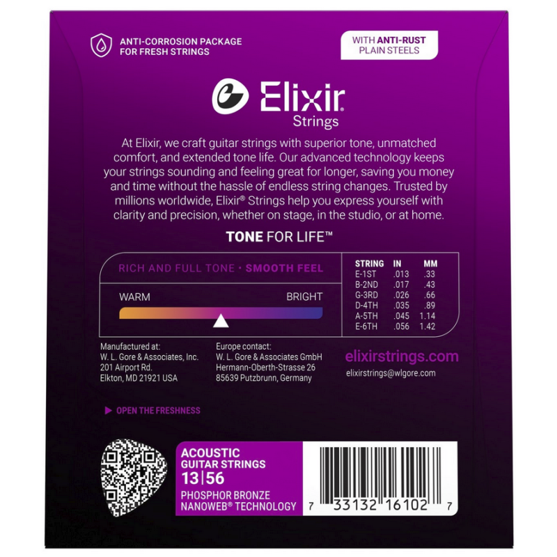 Elixir16102 Nanoweb Phosphor Bronze Medium 13-56 Acustica
