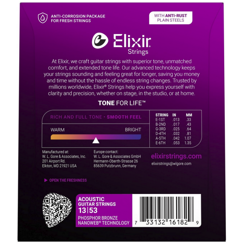 Elixir 16182 Nanoweb med 13-53 Acustica HD Light Phosphor Bronze