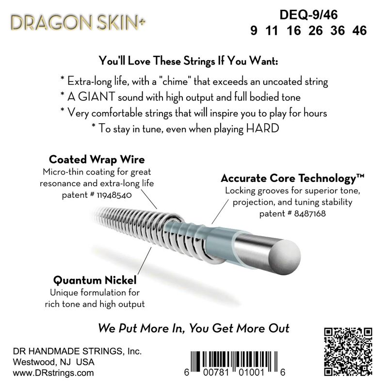 DR Strings Dragon Skin DEQ 09-46 Coated Quantum Nickel